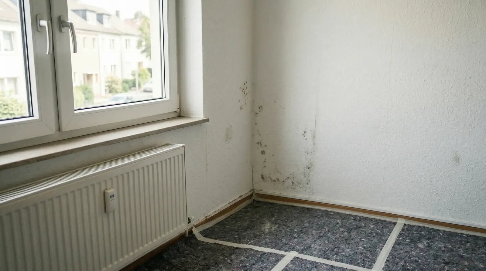 Vorher: Schimmelbefall an der Wand