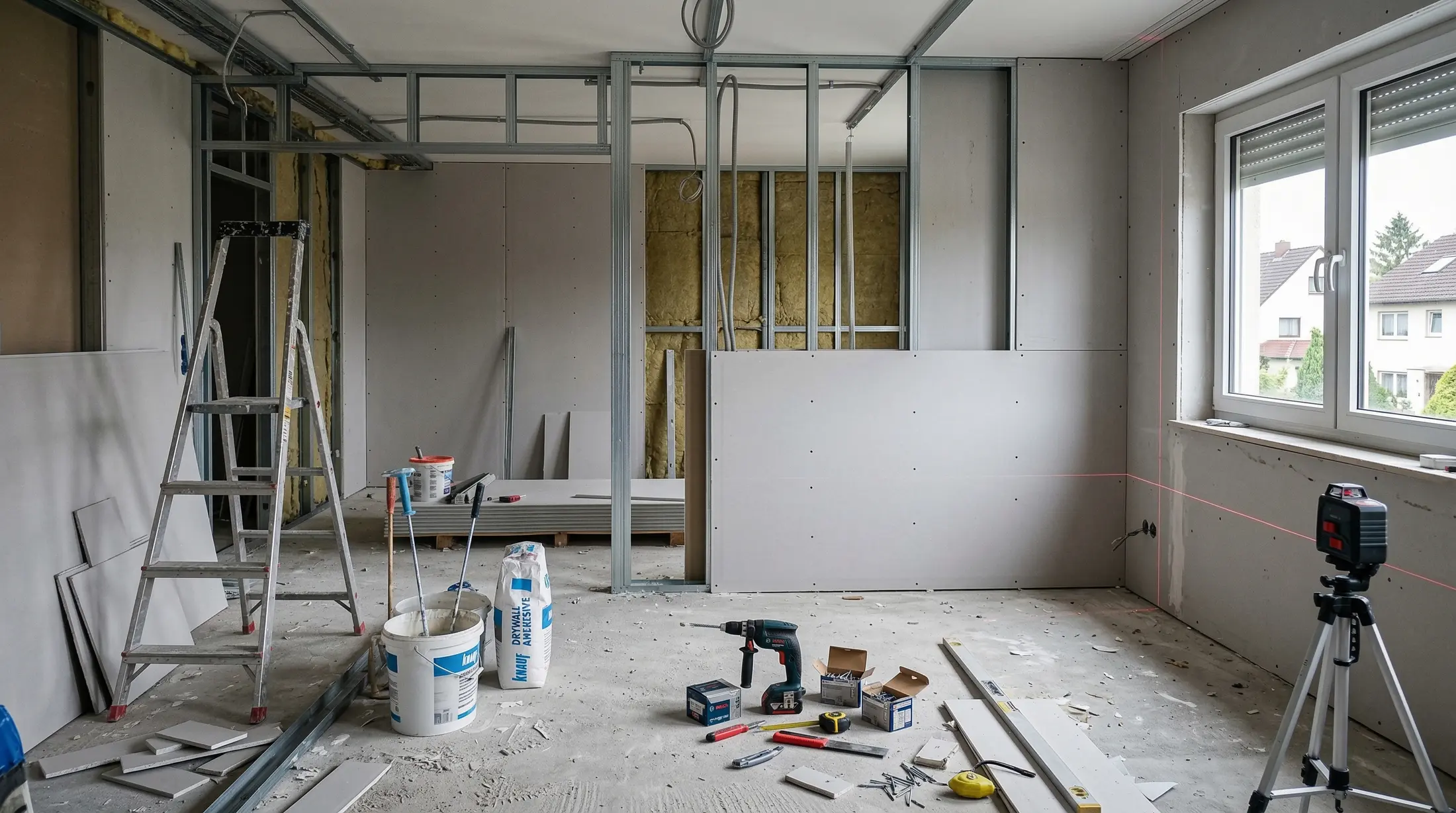 Trockenbauwand im Innenausbau